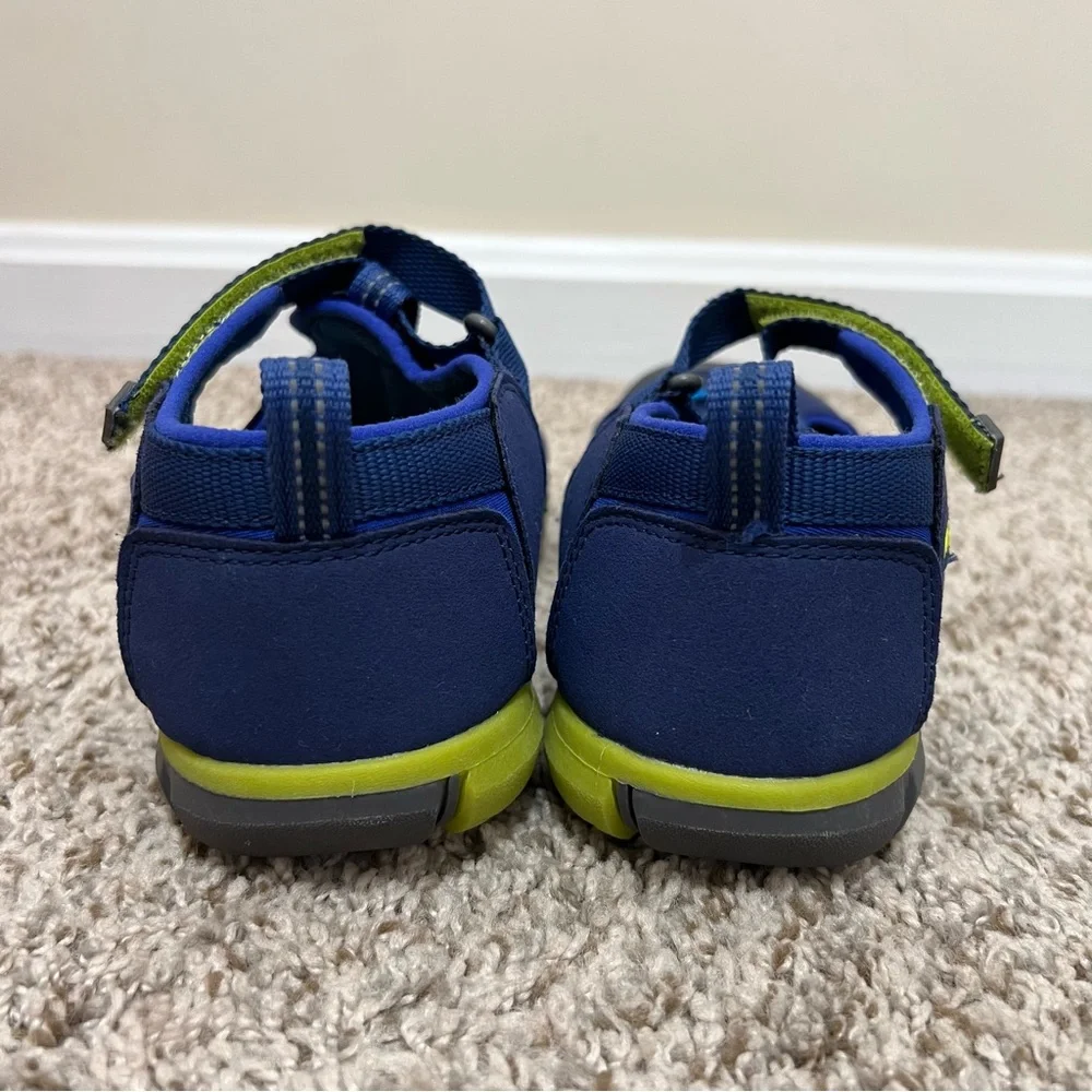 Keen Big Kids Seacamp II CNX Navy and Chartreuse Water Sandal Size 6 - Picture 3 of 10